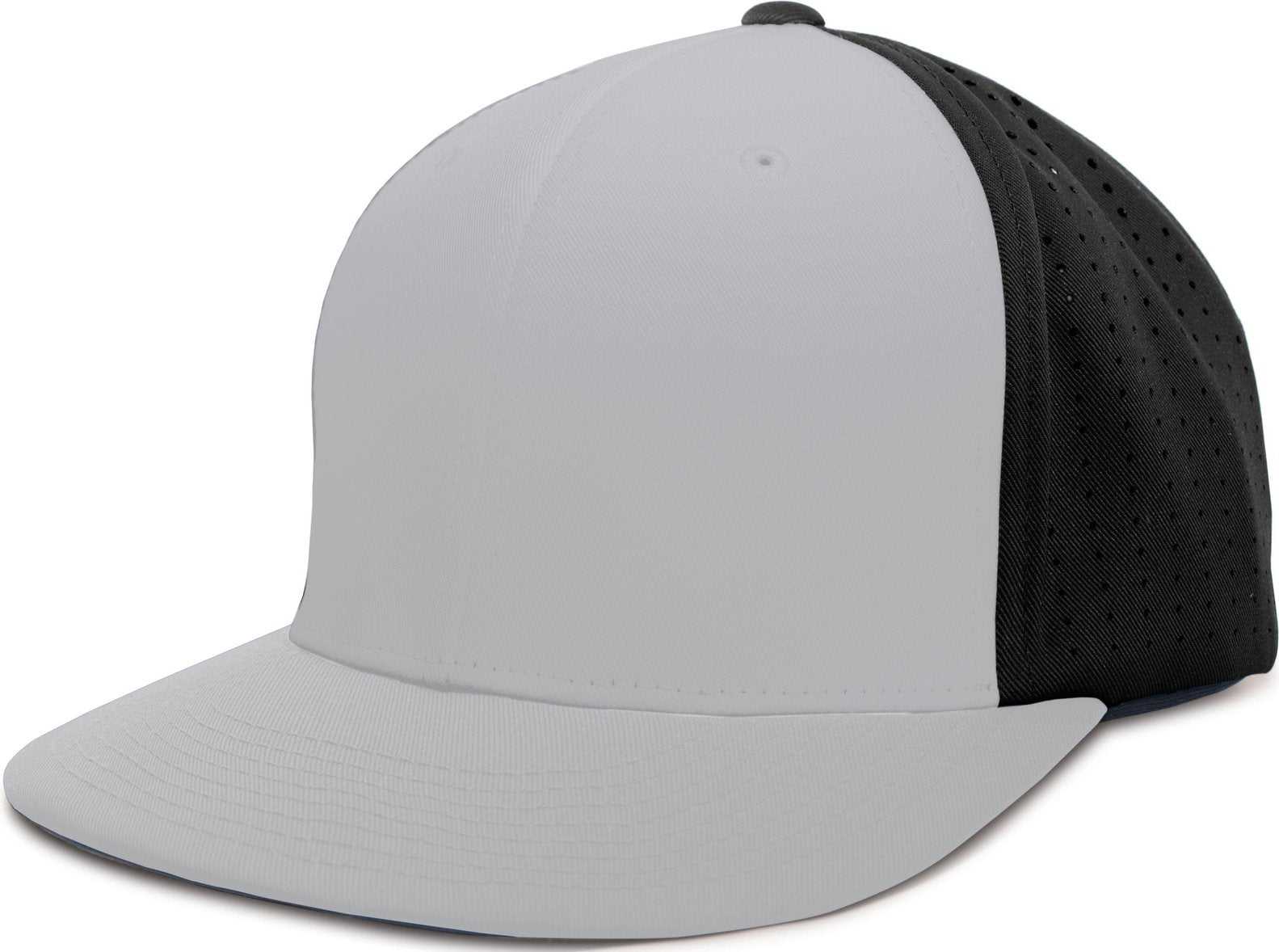 Pacific ES474 Perforated F3 Performance Flexfit Cap - Silver Black Silver - HIT a Double - 1