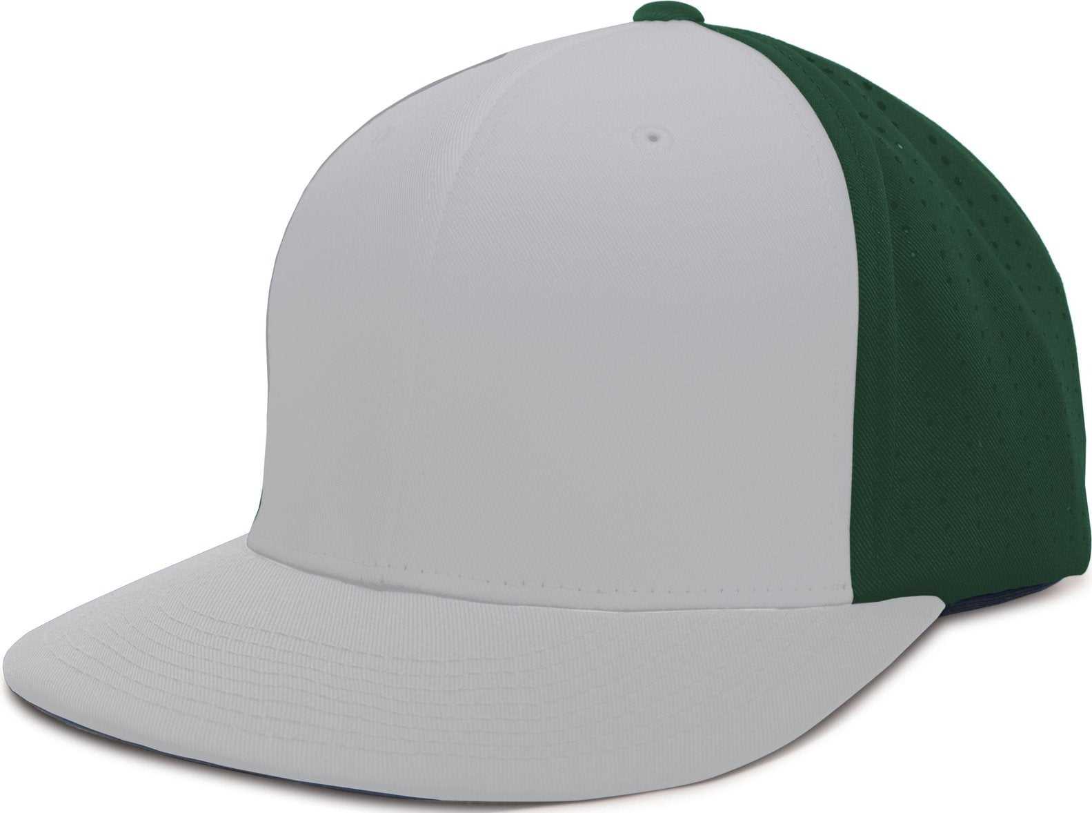 Pacific ES474 Perforated F3 Performance Flexfit Cap - Silver Dark Green Silver - HIT a Double