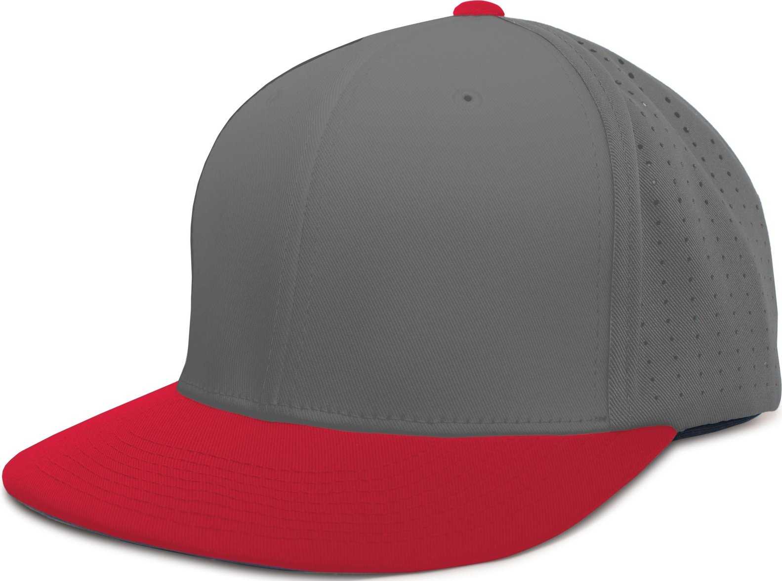 Pacific ES474 Perforated F3 Performance Flexfit Cap - Graphite Red - HIT a Double - 1