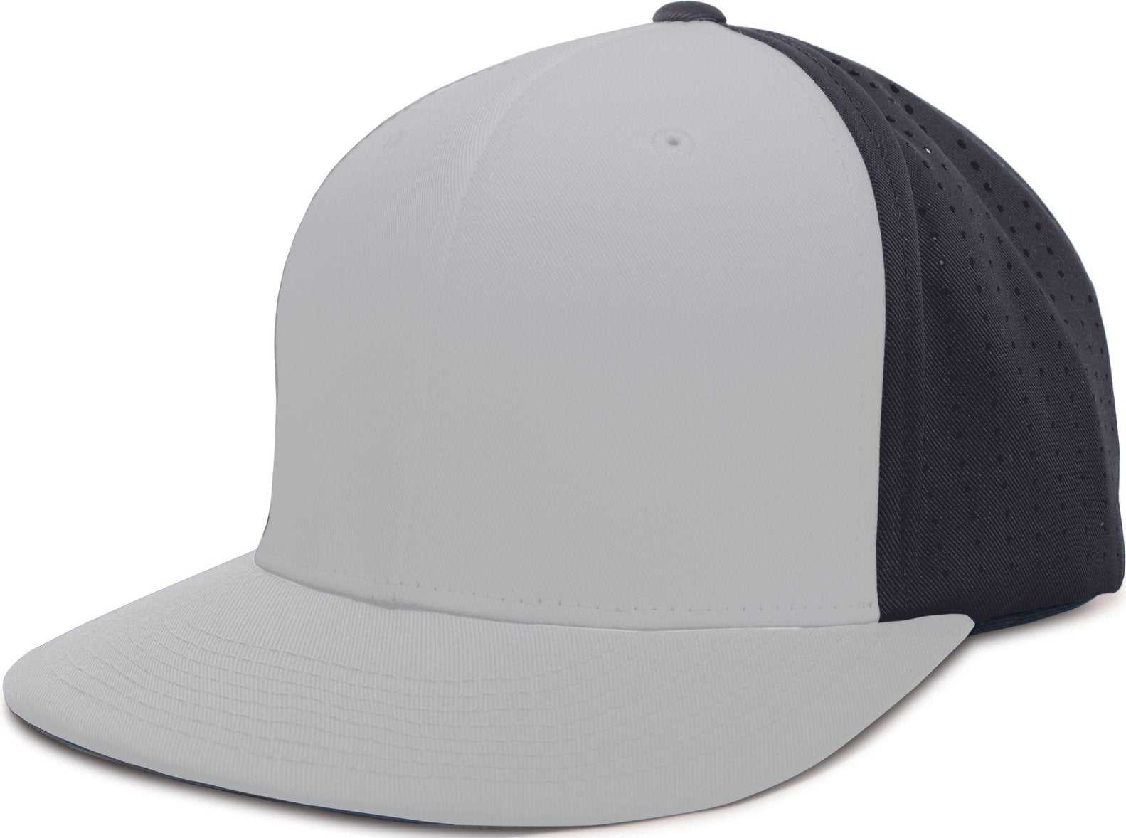 Pacific ES474 Perforated F3 Performance Flexfit Cap - Silver Navy Silver - HIT a Double - 1