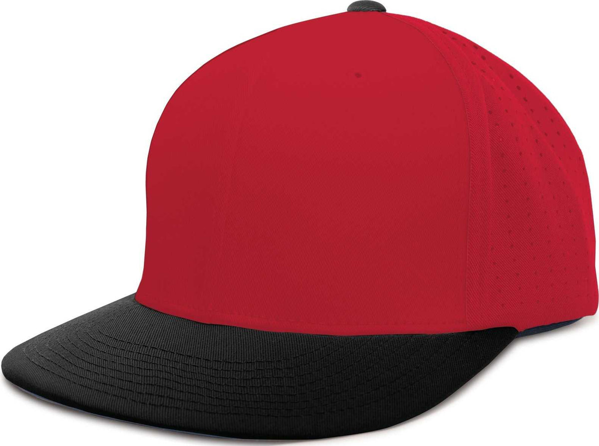 Pacific ES474 Perforated F3 Performance Flexfit Cap - Red Black - HIT a Double