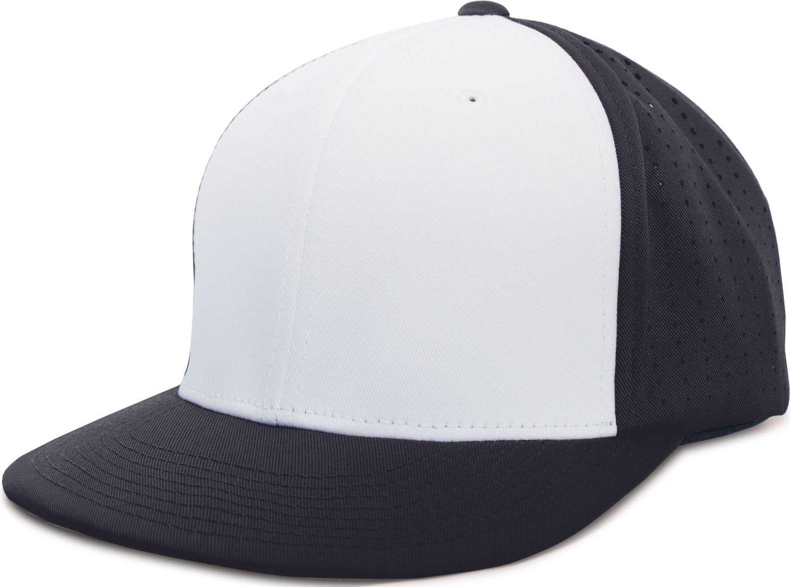 Pacific ES474 Perforated F3 Performance Flexfit Cap - White Navy Navy - HIT a Double - 1