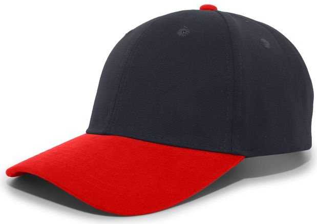 Pacific Headwear 101C Brushed Cotton Hook-and-Loop Cap - Black Red - HIT a Double