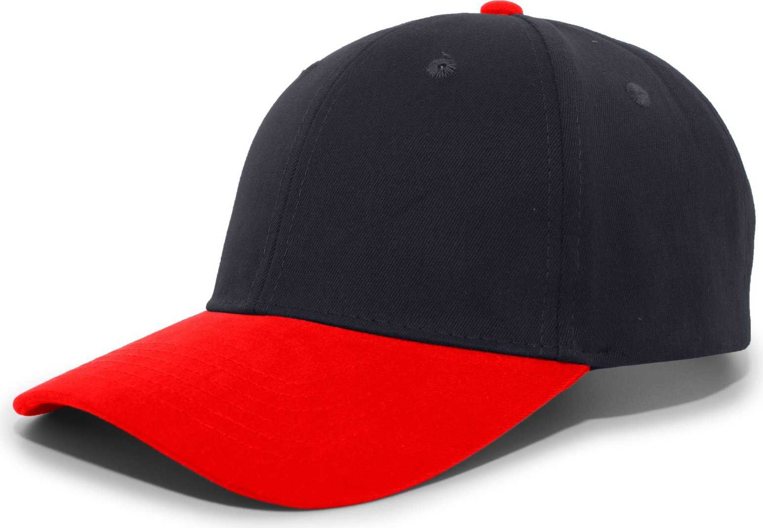 Pacific Headwear 101C Brushed Cotton Hook-and-Loop Cap - Navy Red - HIT a Double