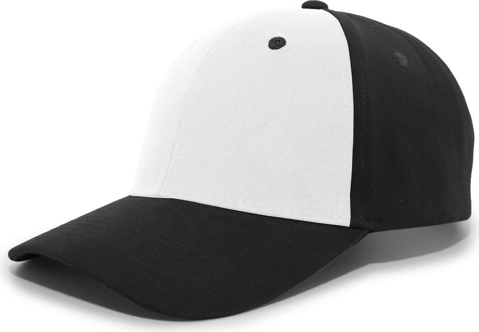 Pacific Headwear 101C Brushed Cotton Hook-and-Loop Cap - White Black - HIT a Double