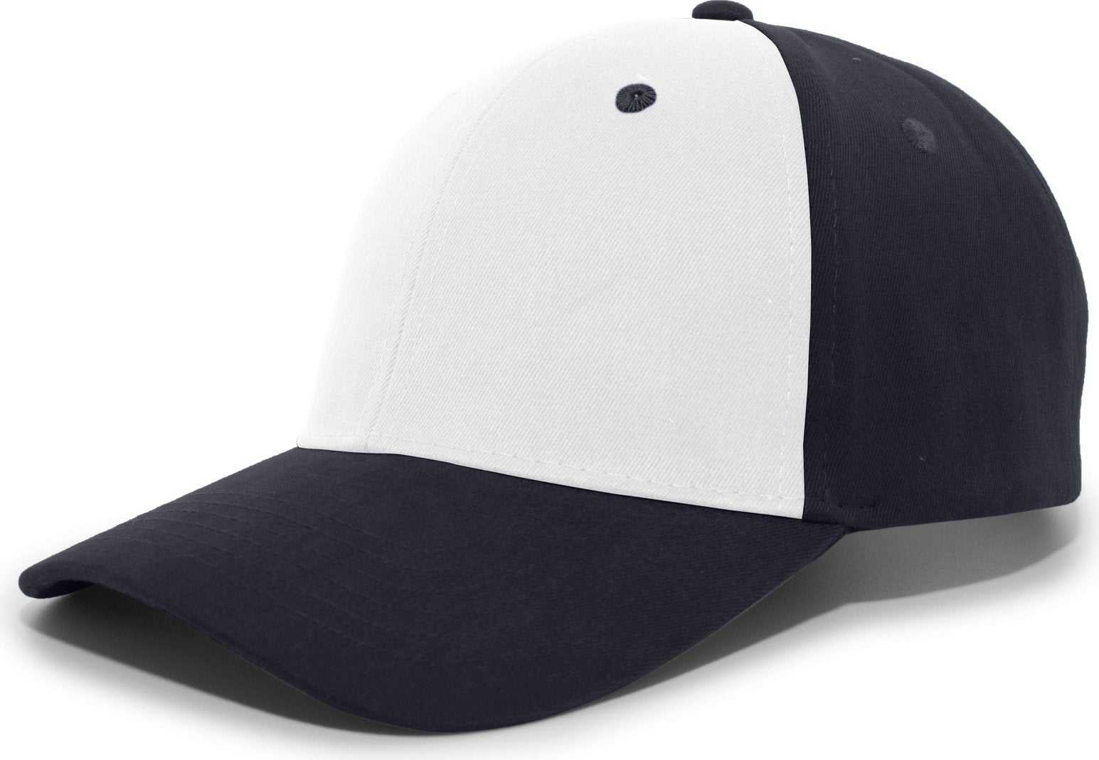 Pacific Headwear 101C Brushed Cotton Hook-and-Loop Cap - White Navy - HIT a Double
