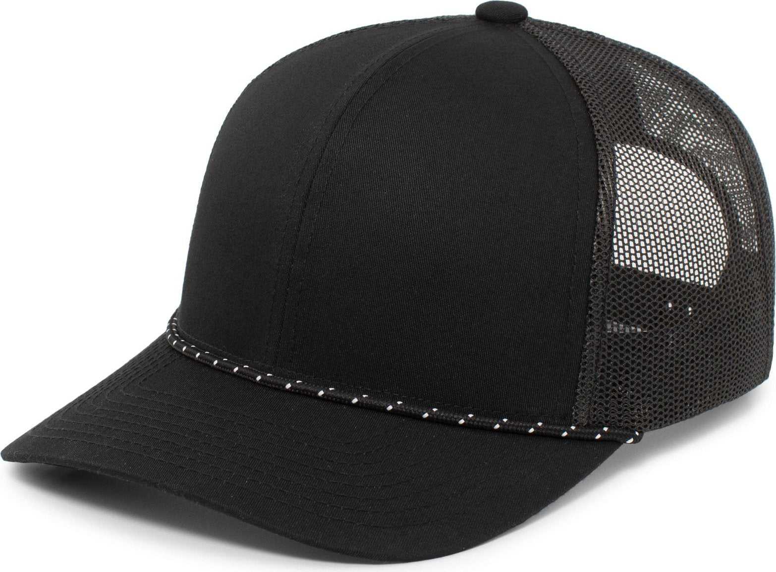 Pacific Headwear 104BR Trucker Snapback Braid Cap - Black - HIT a Double