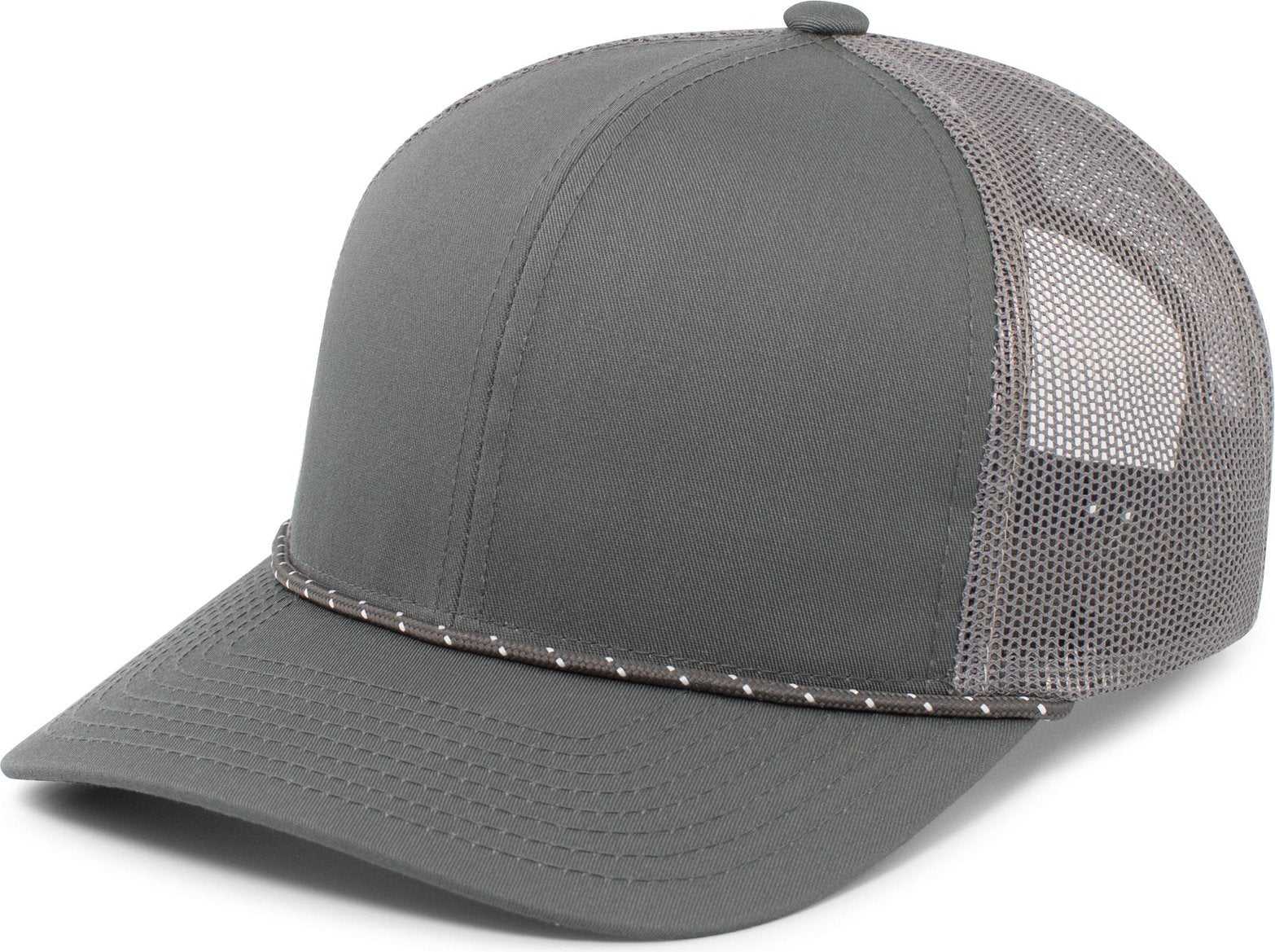 Pacific Headwear 104BR Trucker Snapback Braid Cap - Graphite - HIT a Double
