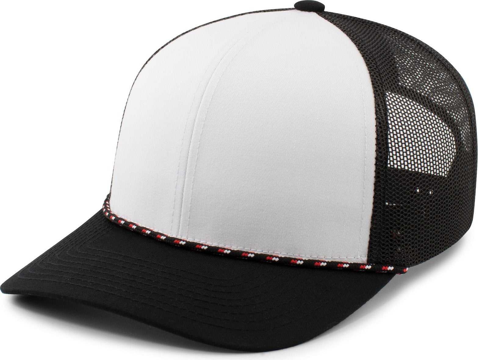Pacific Headwear 104BR Trucker Snapback Braid Cap - White Black Black - HIT a Double