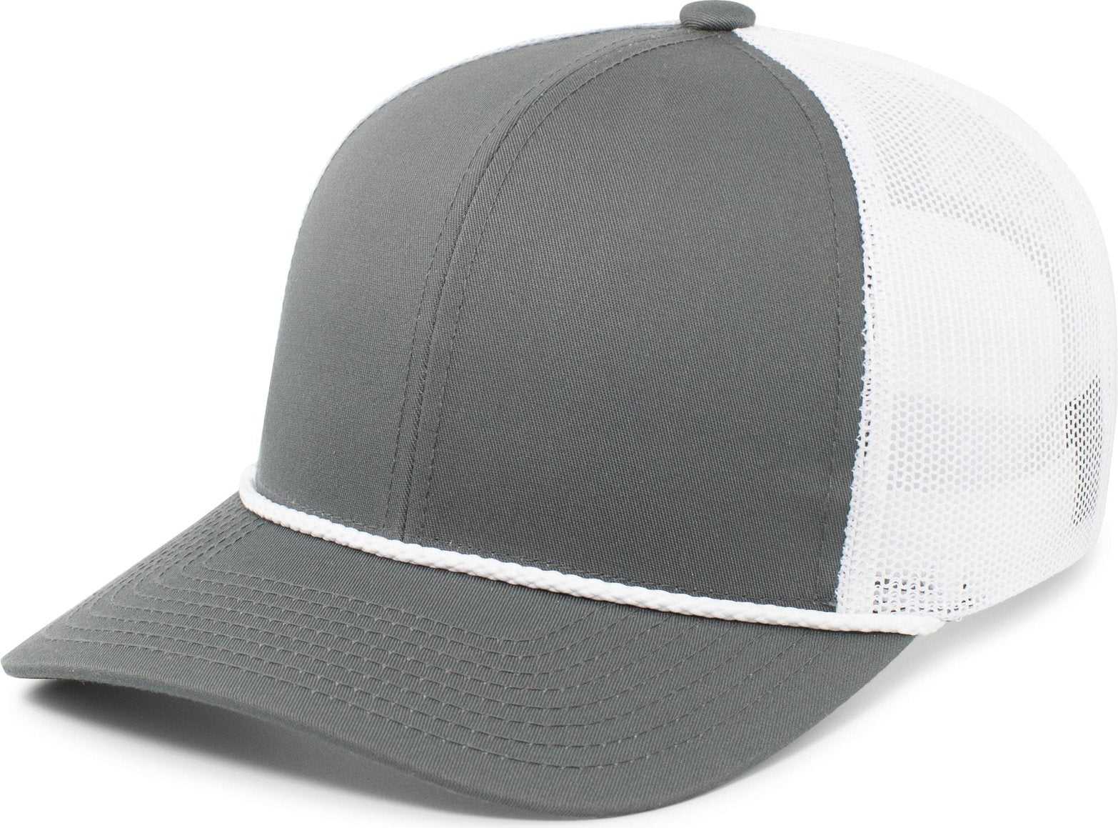 Pacific Headwear 104BR Trucker Snapback Braid Cap - Graphite White Graphite - HIT a Double