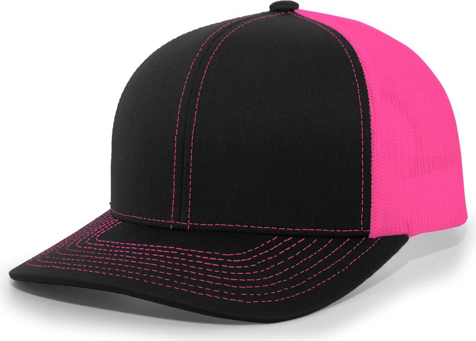 Pacific Headwear 104C Trucker Snapback Cap - Black Pink - HIT a Double