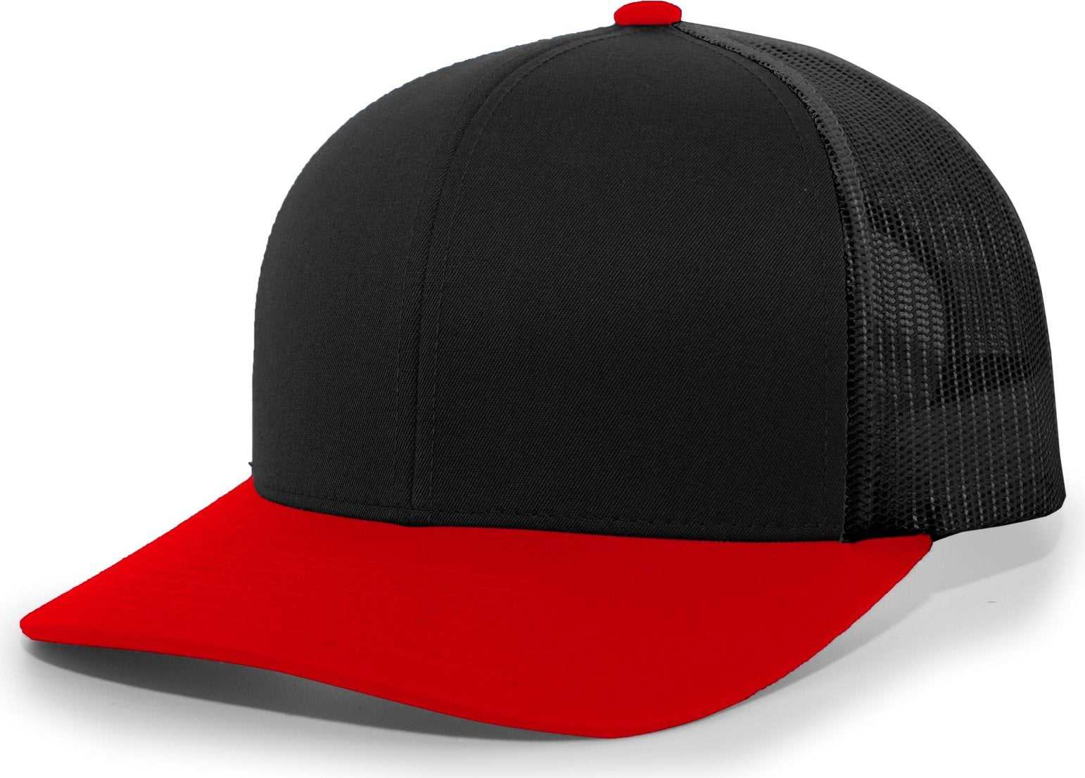 Pacific Headwear 104C Trucker Snapback Cap - Black Red - HIT a Double