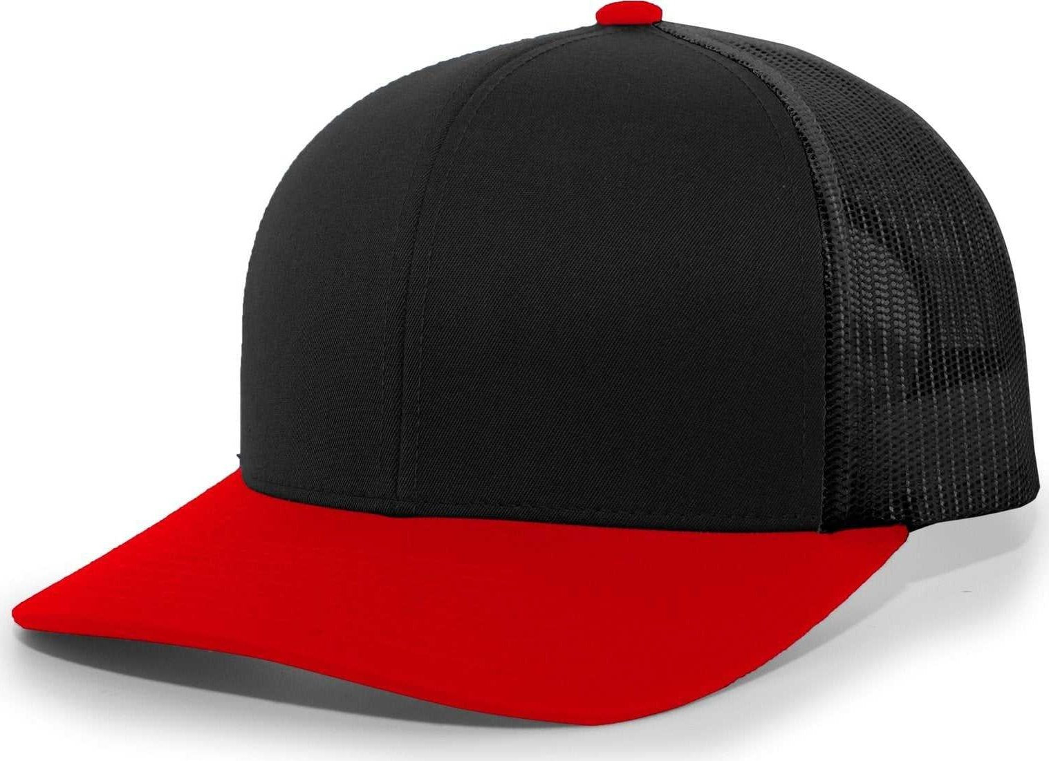 Pacific Headwear 104C Trucker Snapback Cap - Black Red - HIT a Double