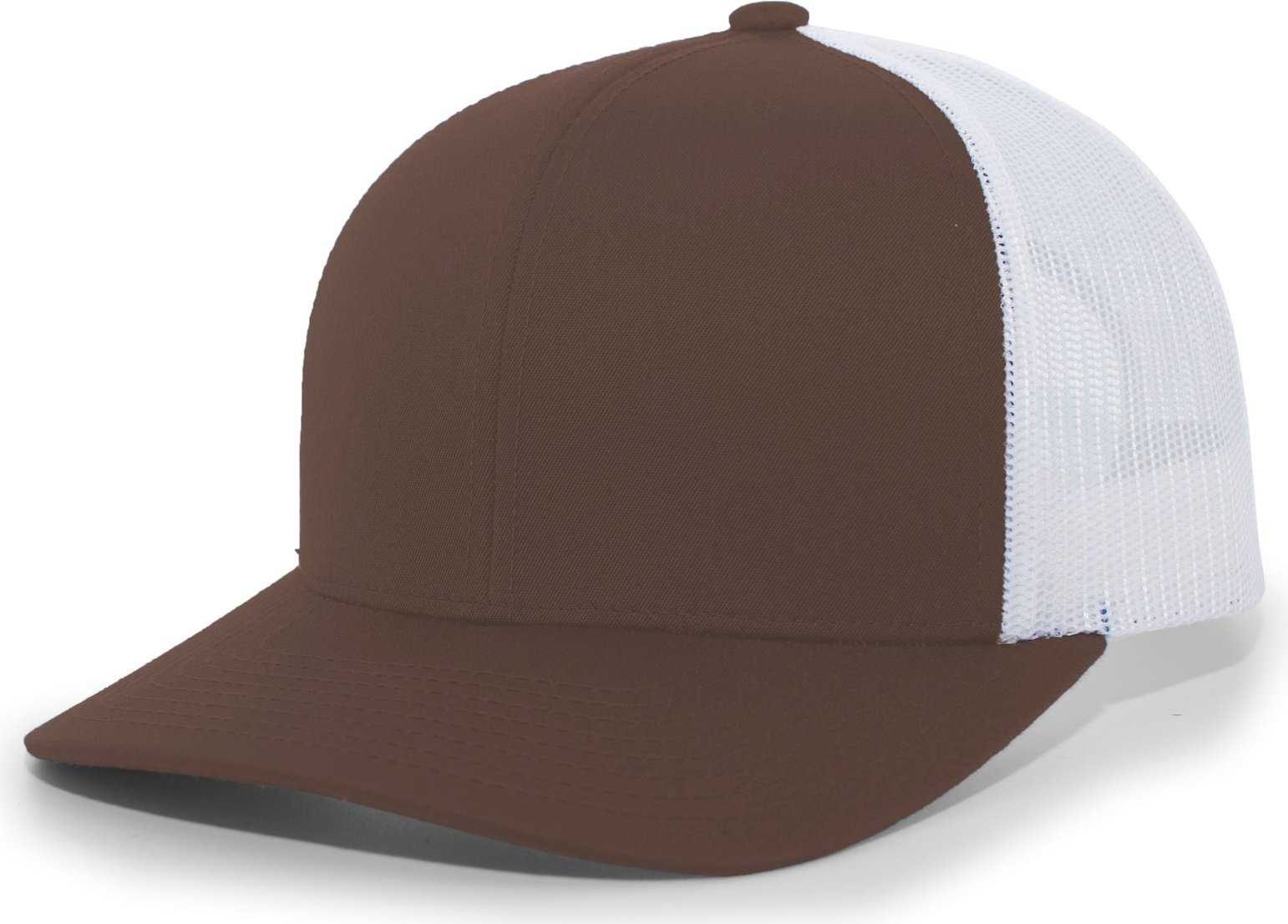 Pacific Headwear 104C Trucker Snapback Cap - Brown White - HIT a Double