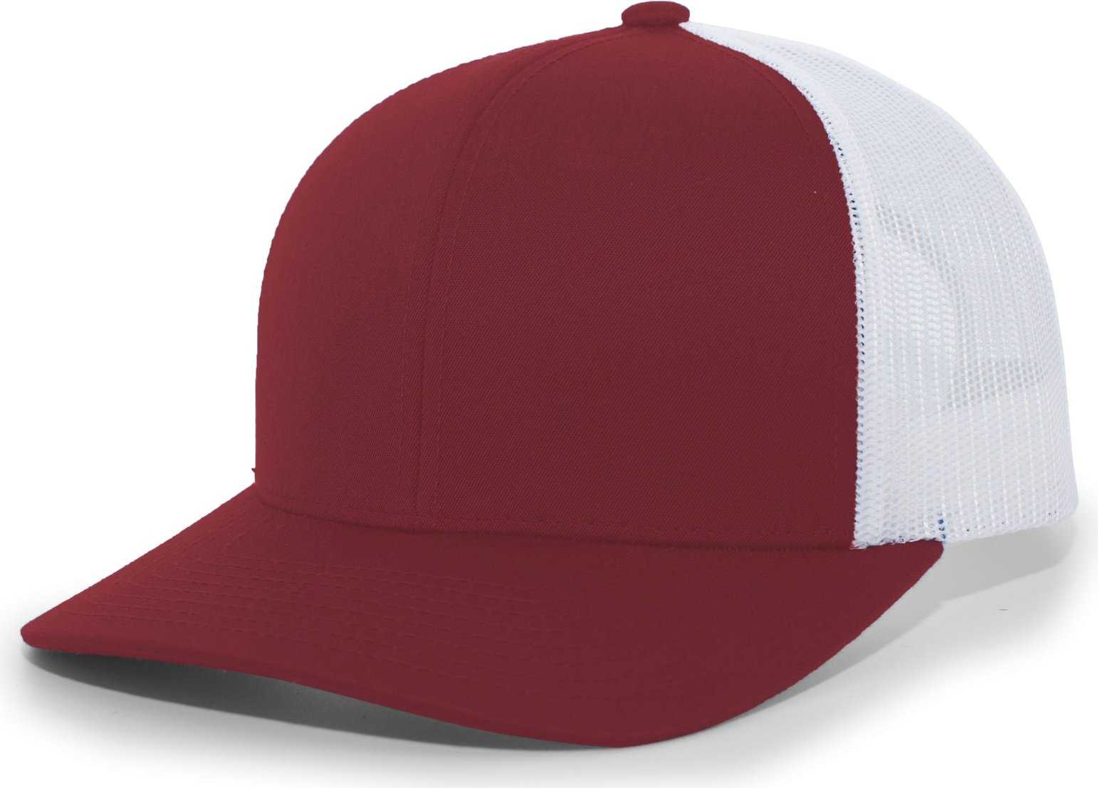 Pacific Headwear 104C Trucker Snapback Cap - Cardinal White - HIT a Double