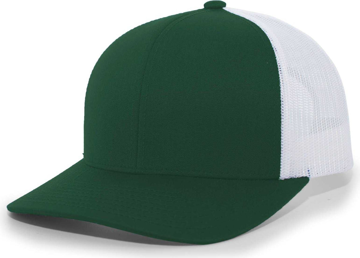 Pacific Headwear 104C Trucker Snapback Cap - Dark Green White - HIT a Double