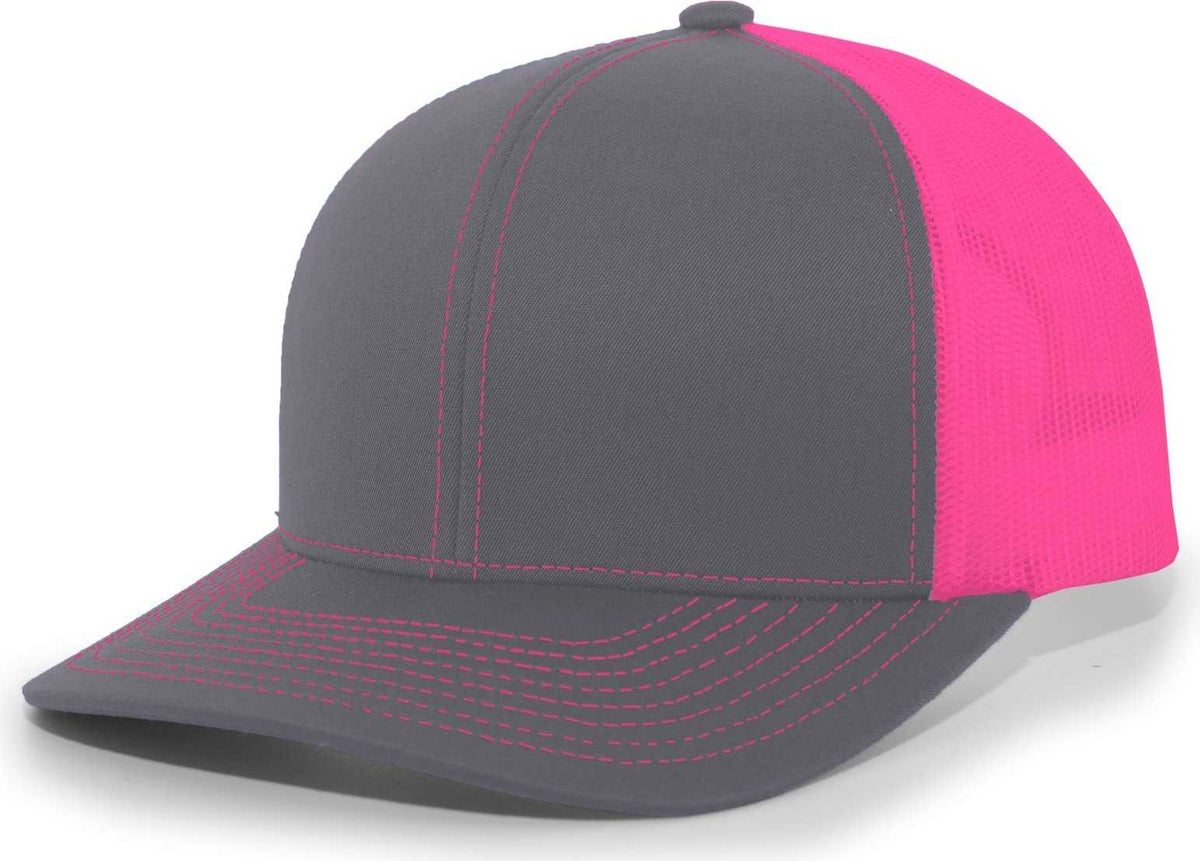 Pacific Headwear 104C Trucker Snapback Cap - Graphite Pink - HIT a Double