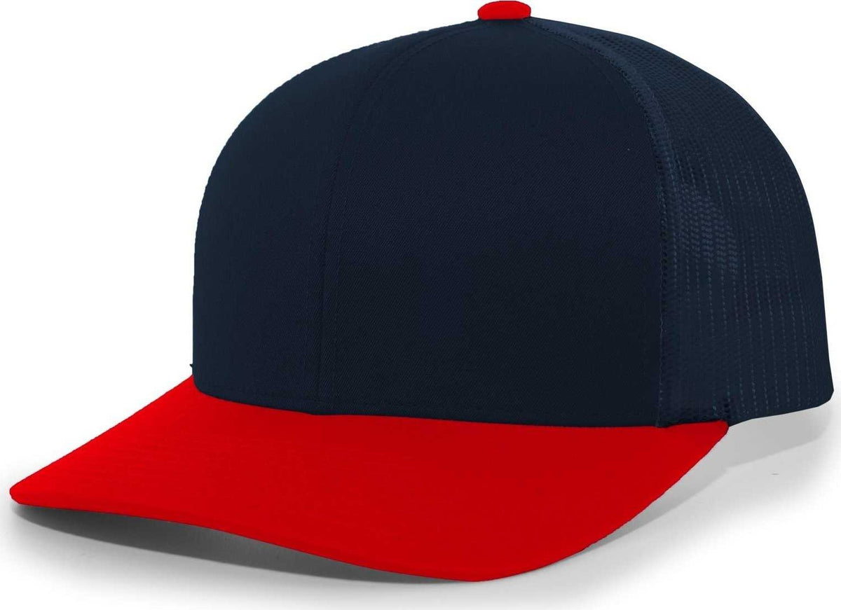 Pacific Headwear 104C Trucker Snapback Cap - Navy Red - HIT a Double