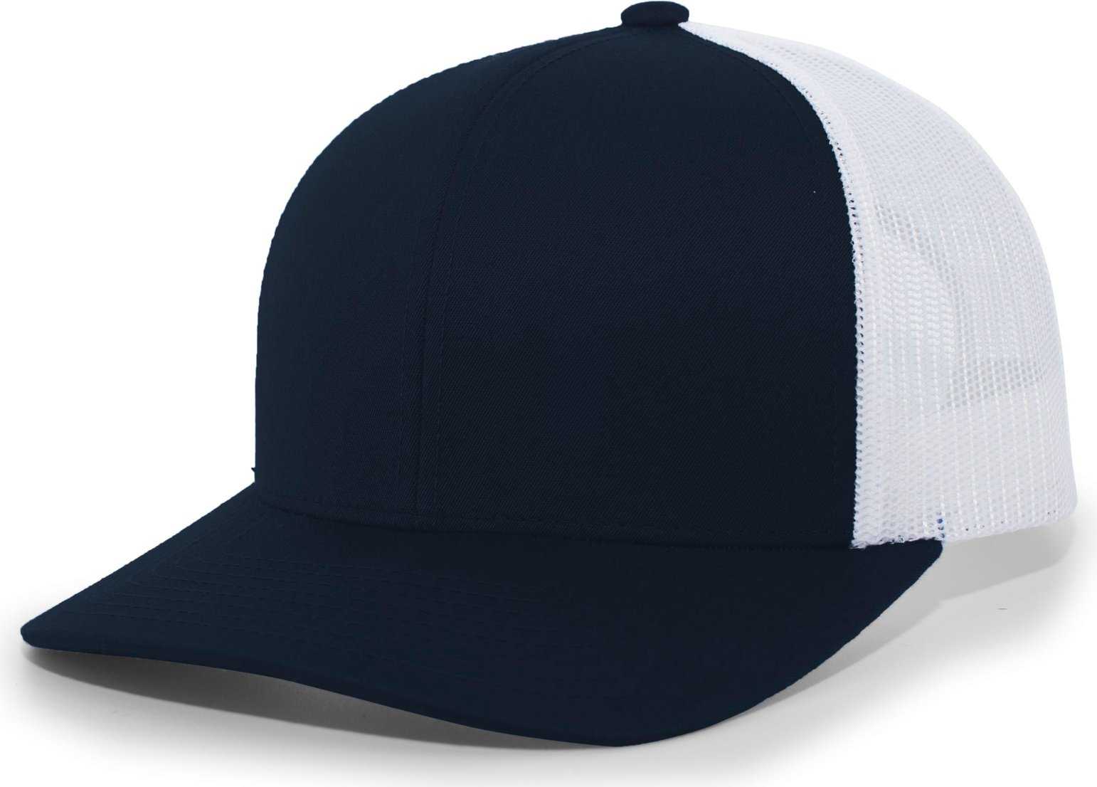 Pacific Headwear 104C Trucker Snapback Cap - Navy White - HIT a Double