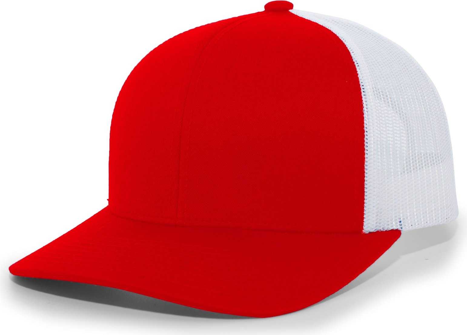 Pacific Headwear 104C Trucker Snapback Cap - Red White - HIT a Double