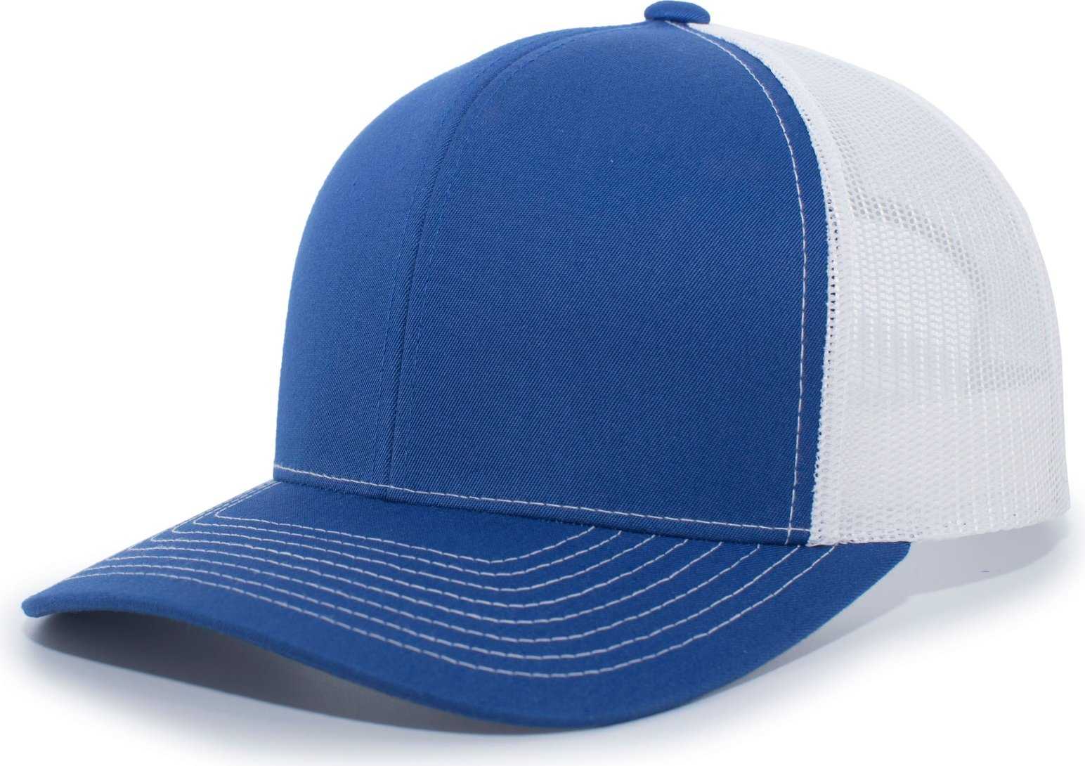 Pacific Headwear 104S Contrast Stitch Snapback Trucker Cap - Royal White Royal - HIT a Double