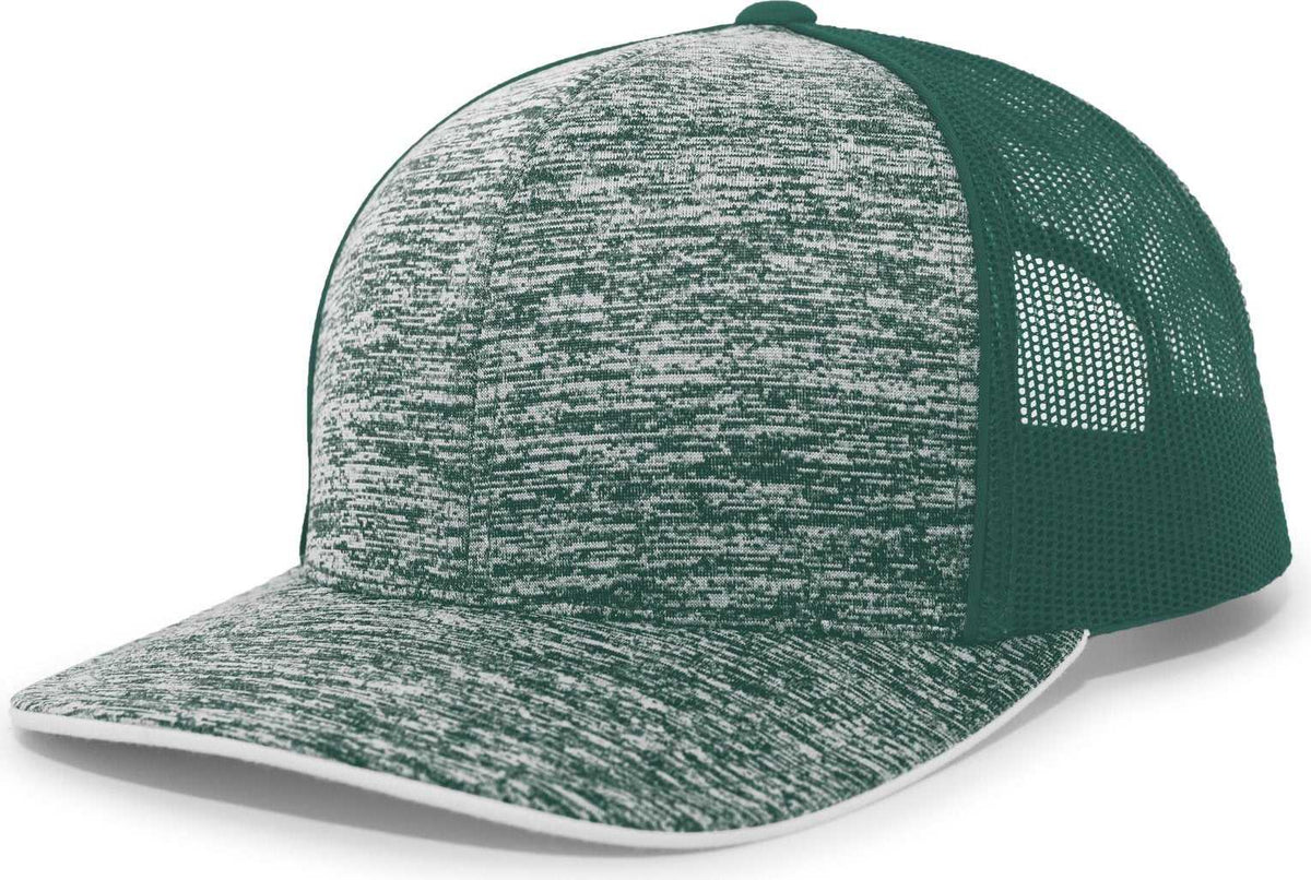 Pacific Headwear 106C Aggressive Heather Trucker Snapback Cap - Dark Green Dark Green - HIT a Double