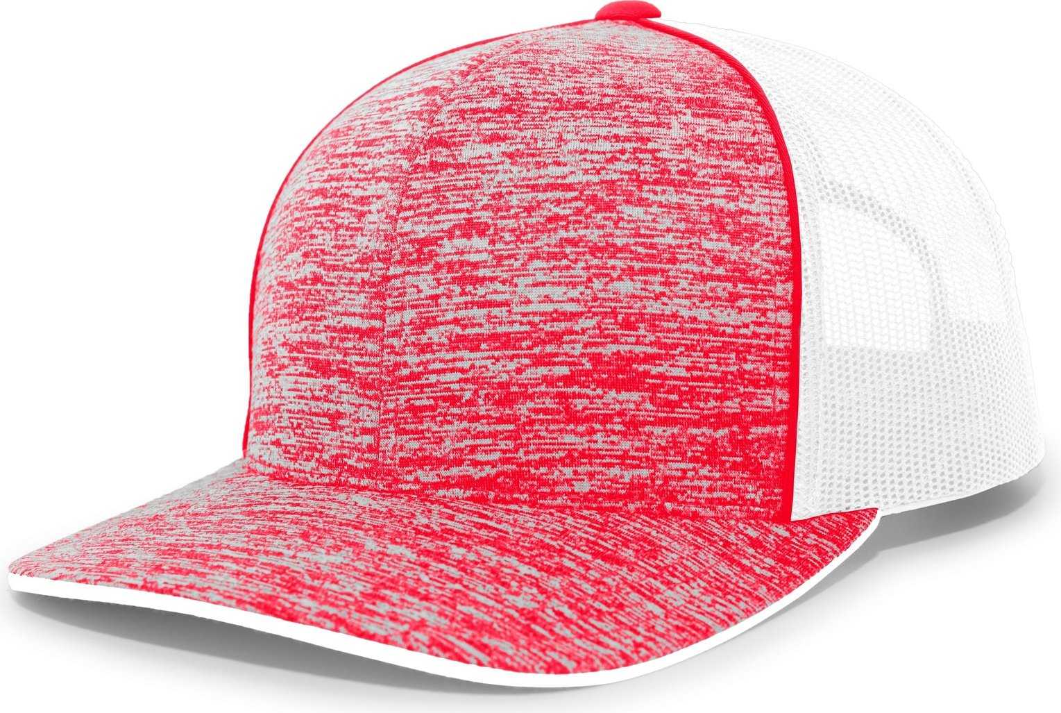 Pacific Headwear 106C Aggressive Heather Trucker Snapback Cap - Red Heather White - HIT a Double