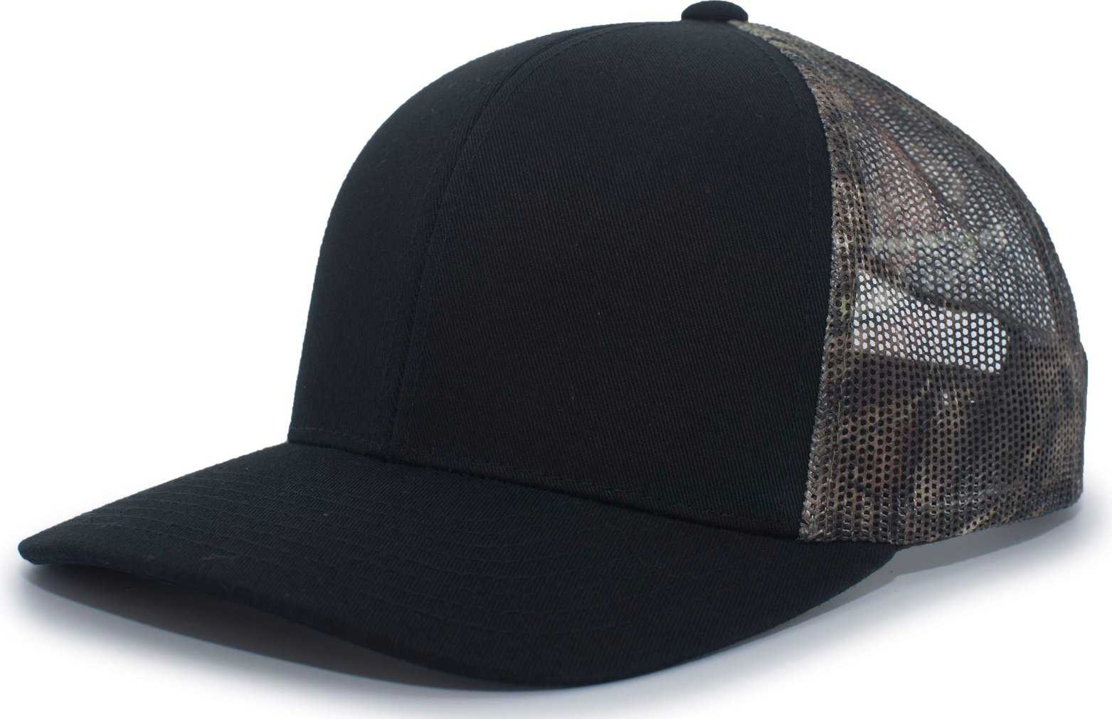 Pacific Headwear 108C Camo Trucker Snapback Cap - Black Break-Up Country - HIT a Double