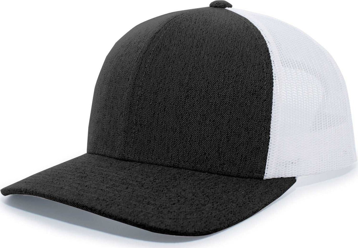Pacific Headwear 110C Heather Trucker Snapback Cap - Black Heather White - HIT a Double