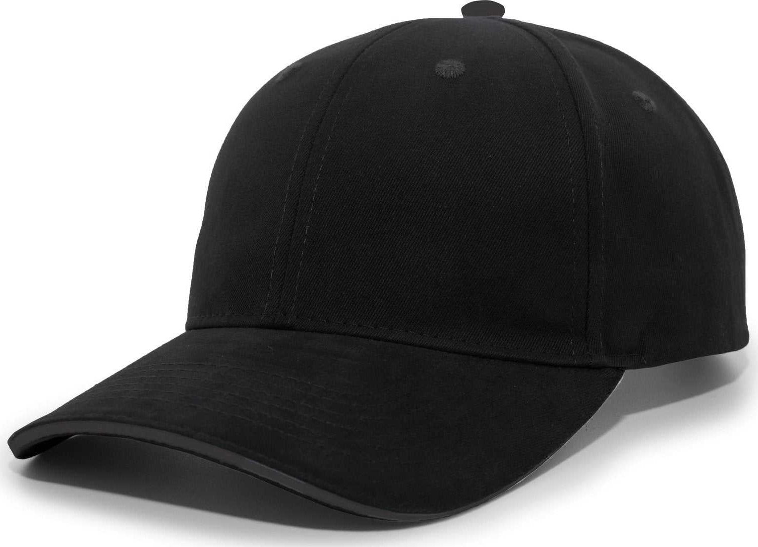 Pacific Headwear 121C Brushed Cotton Sandwich Visor Hook-and-Loop Cap - Black Charcoal - HIT a Double