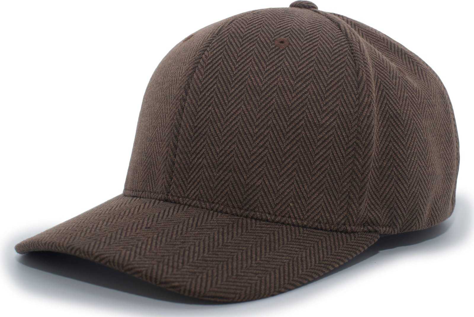 Pacific Headwear 289F Herringbone Poly-Wool Flexfit Cap - Brown - HIT a Double