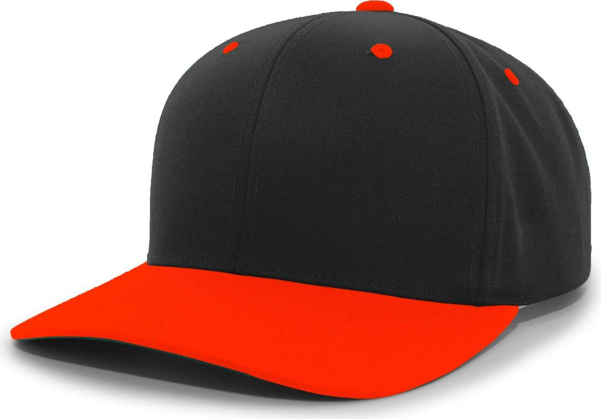 Pacific Headwear 302C Cotton Blend Hook-and-Loop Cap - Black Orange - HIT a Double