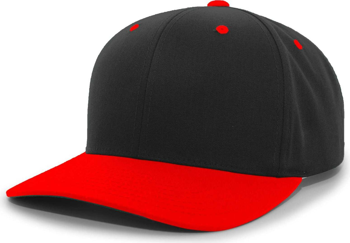 Pacific Headwear 302C Cotton Blend Hook-and-Loop Cap - Black Red - HIT a Double
