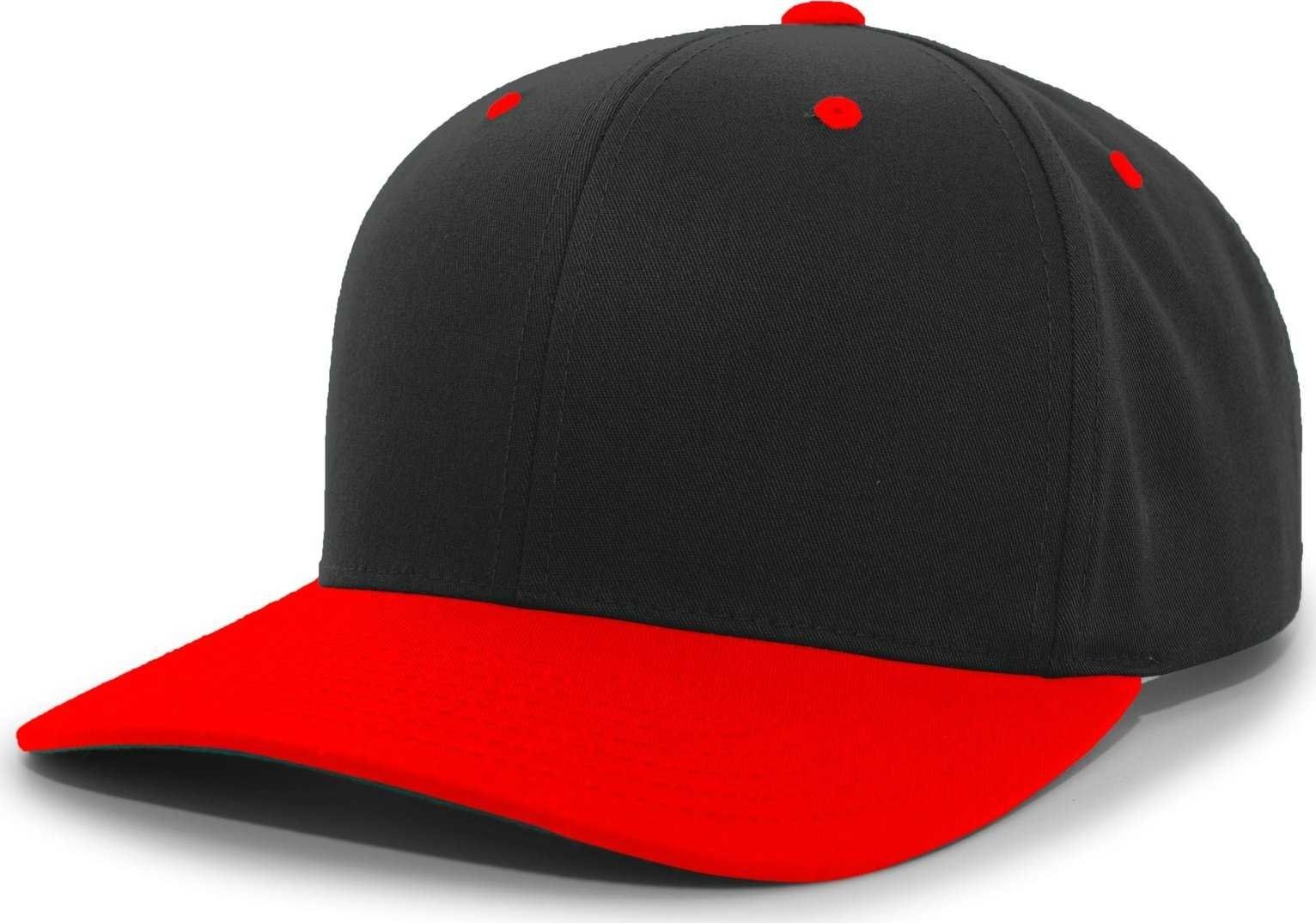 Pacific Headwear 302C Cotton Blend Hook-and-Loop Cap - Black Red - HIT a Double