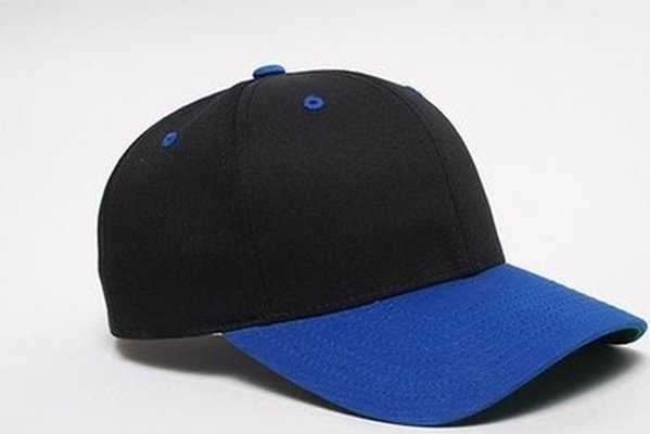 Pacific Headwear 302C Cotton Blend Hook-and-Loop Cap - Black Royal - HIT a Double