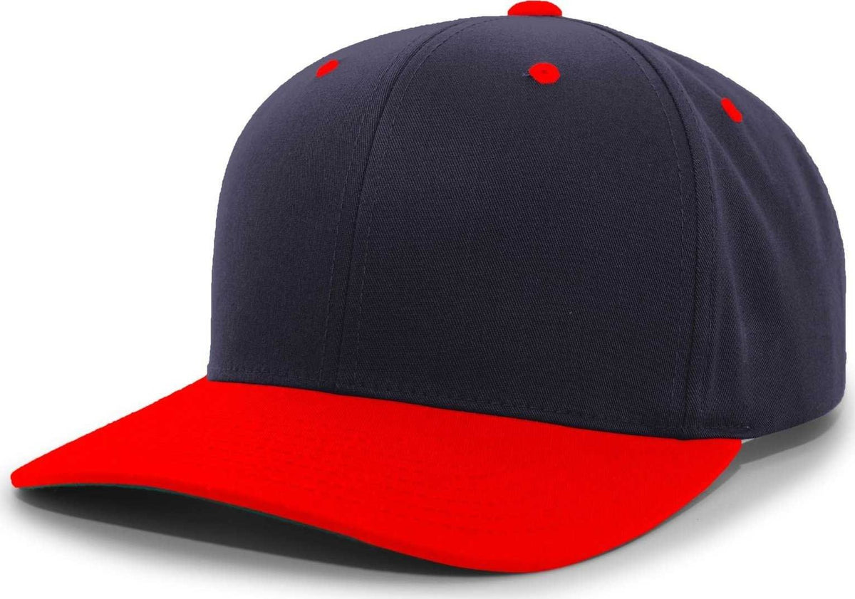 Pacific Headwear 302C Cotton Blend Hook-and-Loop Cap - Navy Red - HIT a Double
