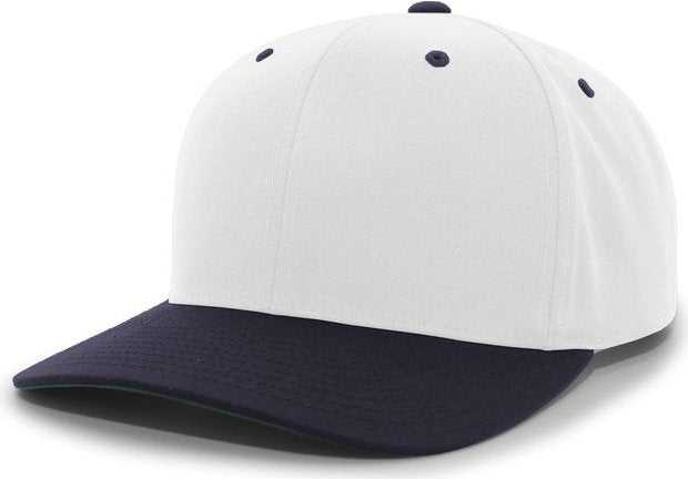 Pacific Headwear 302C Cotton Blend Hook-and-Loop Cap - White Navy - HIT a Double