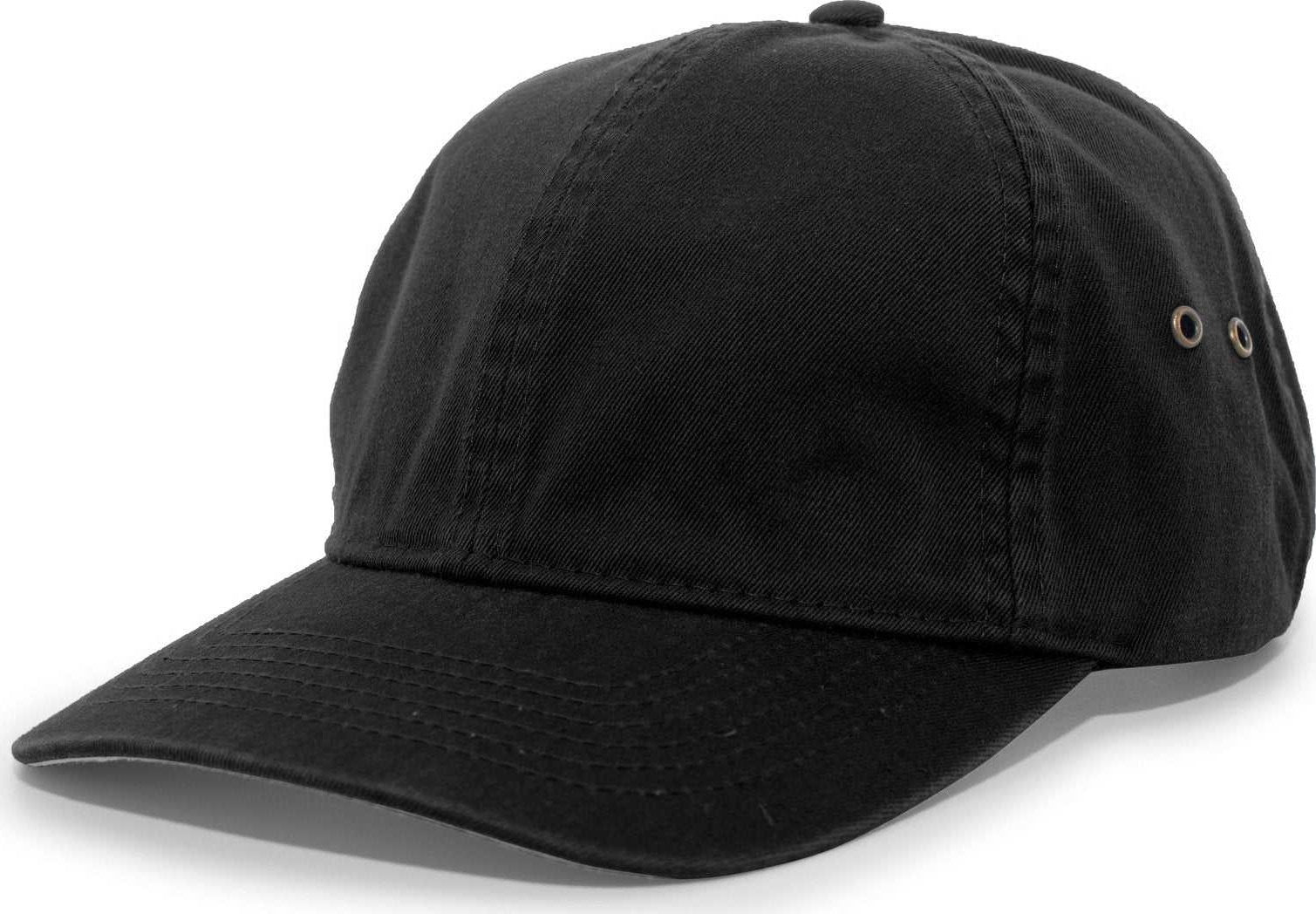 Pacific Headwear 350C Enzyme Washed Cotton Buckle Back Cap - Black - HIT a Double