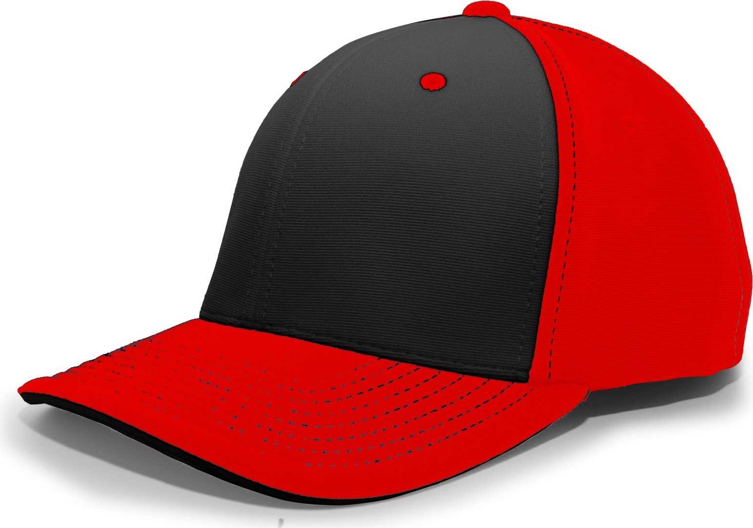 Pacific Headwear 398F M2 Performance Flexfit Cap - Red Black - HIT a Double
