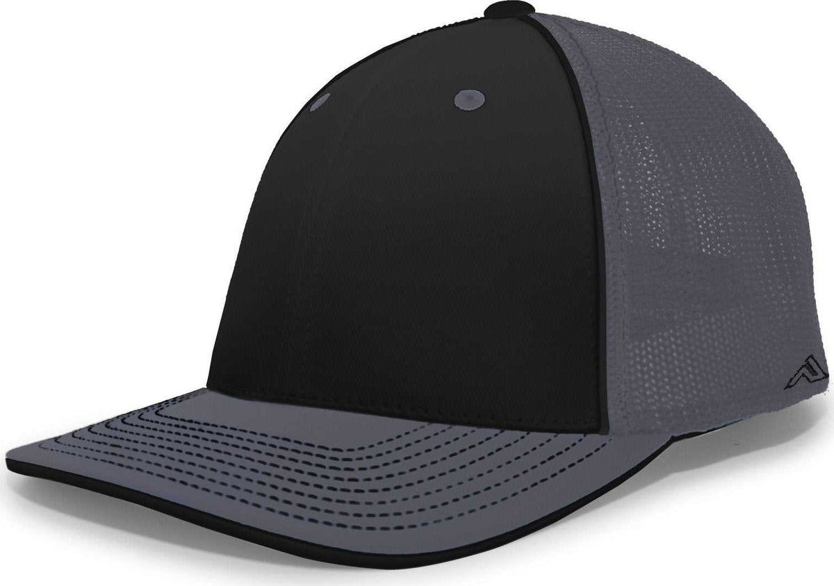 Pacific Headwear 404M Trucker Flexfit Cap - Black Graphite - HIT a Double