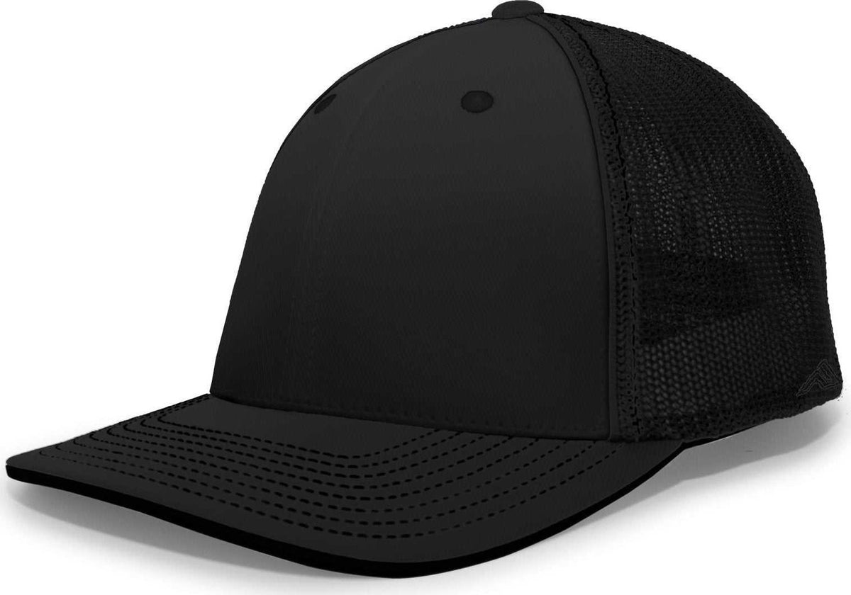 Pacific Headwear 404M Trucker Flexfit Cap - Black Black - HIT a Double