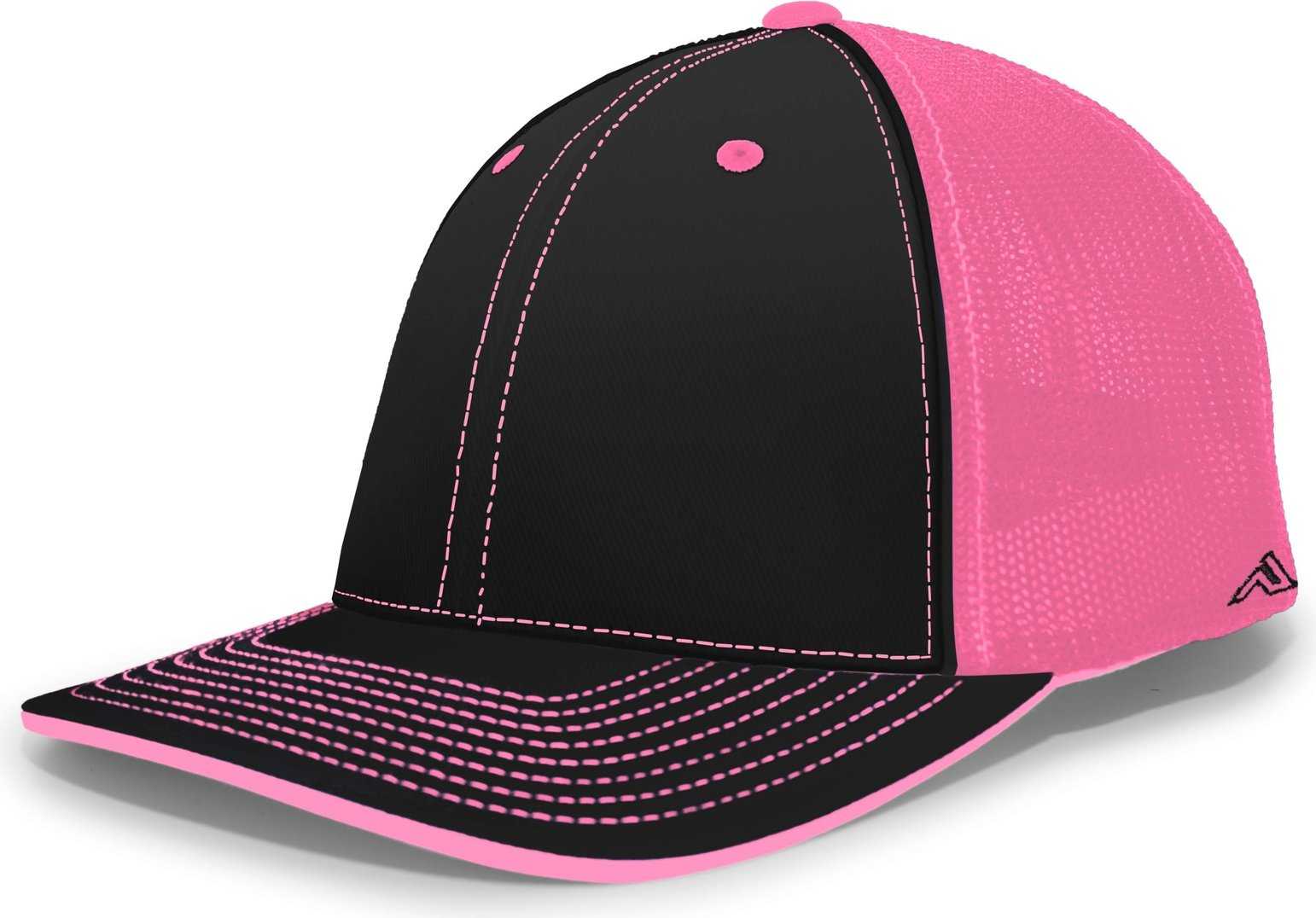 Pacific Headwear 404M Trucker Flexfit Cap - Black Pink - HIT a Double