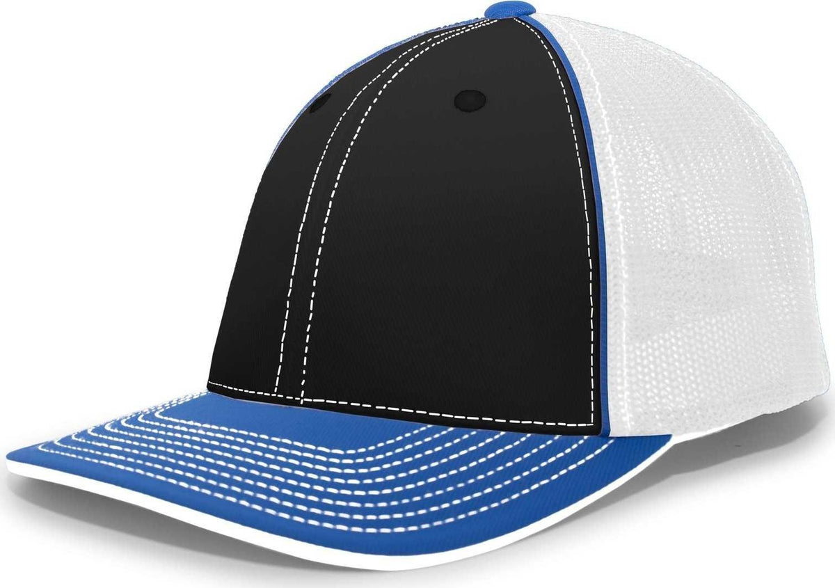 Pacific Headwear 404M Trucker Flexfit Cap - Black Royal - HIT a Double