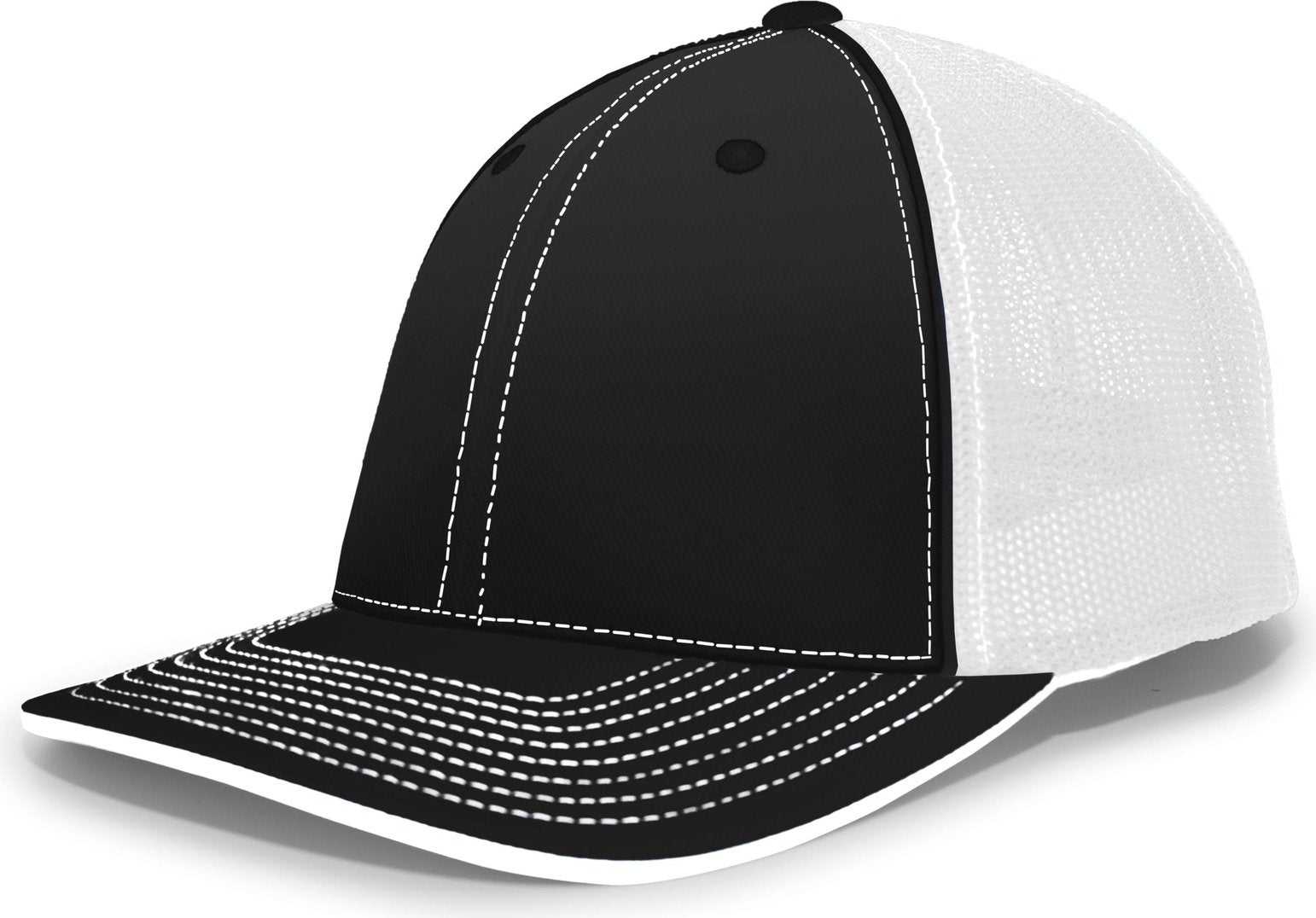 Pacific Headwear 404M Trucker Flexfit Cap - Black White - HIT a Double