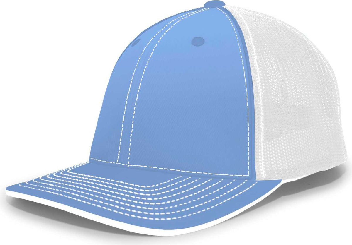 Pacific Headwear 404M Trucker Flexfit Cap - Columbia Blue White - HIT a Double