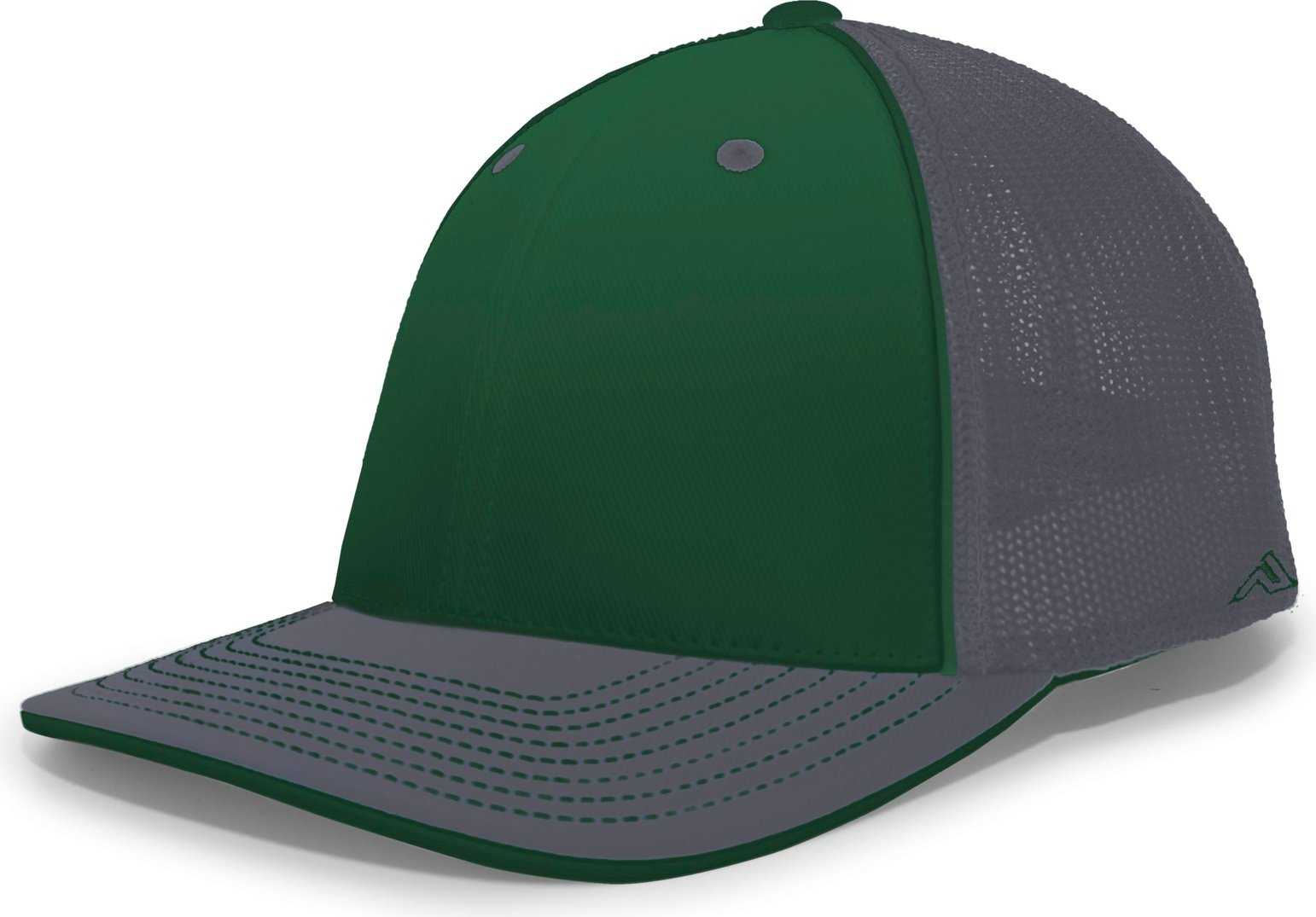 Pacific Headwear 404M Trucker Flexfit Cap - Dark Green Graphite - HIT a Double