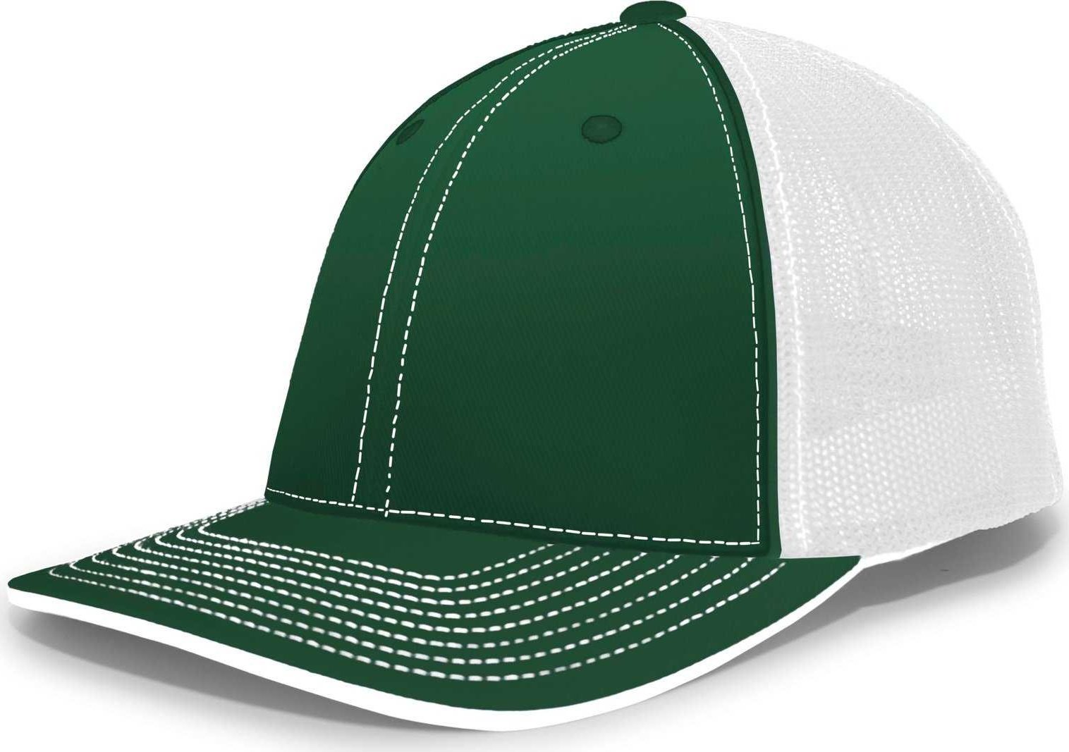 Pacific Headwear 404M Trucker Flexfit Cap - Dark Green White - HIT a Double