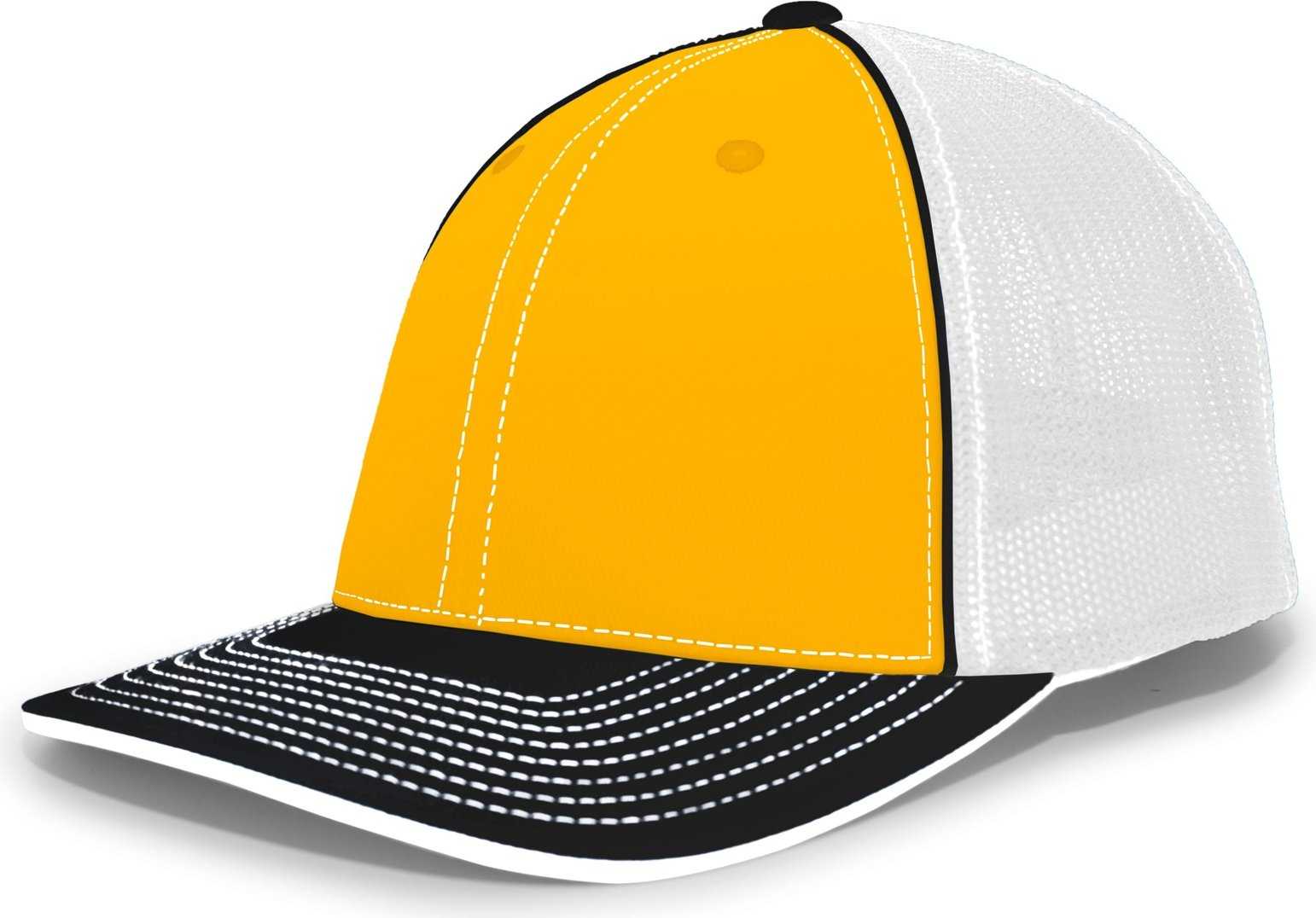 Pacific Headwear 404M Trucker Flexfit Cap - Gold Black - HIT a Double