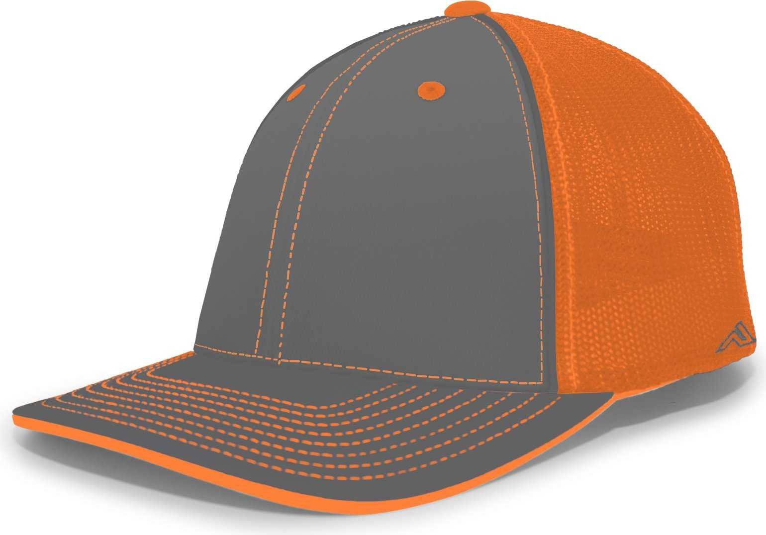 Pacific Headwear 404M Trucker Flexfit Cap - Graphite Neon Orange - HIT a Double