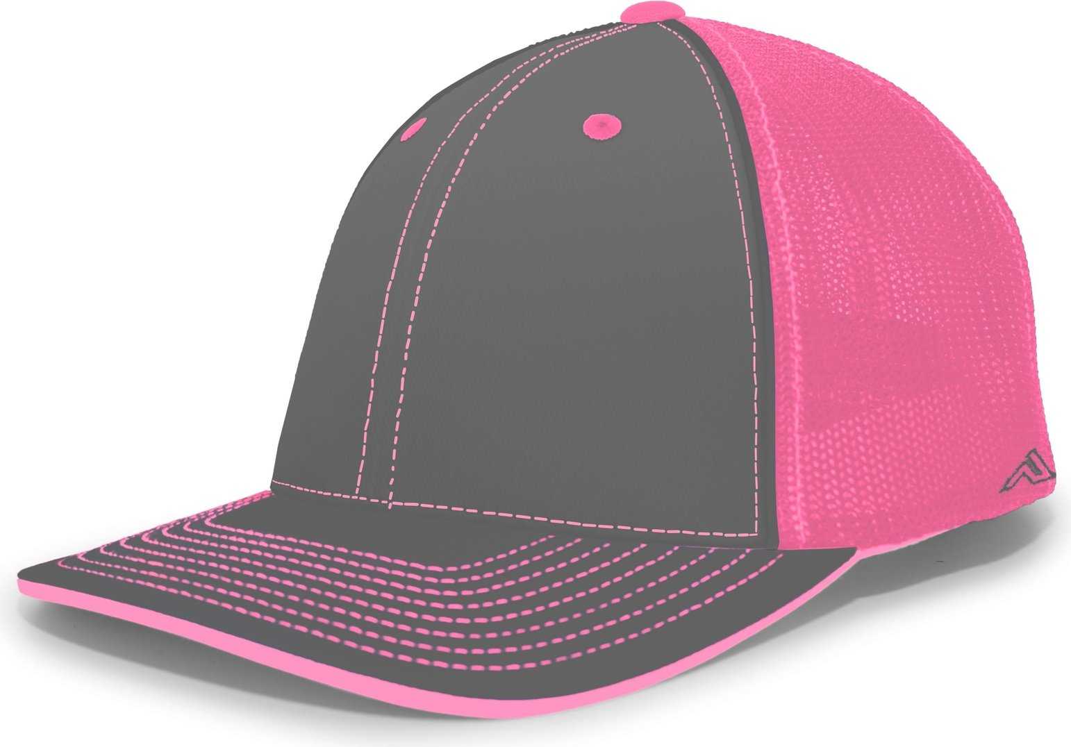 Pacific Headwear 404M Trucker Flexfit Cap - Graphite Pink - HIT a Double
